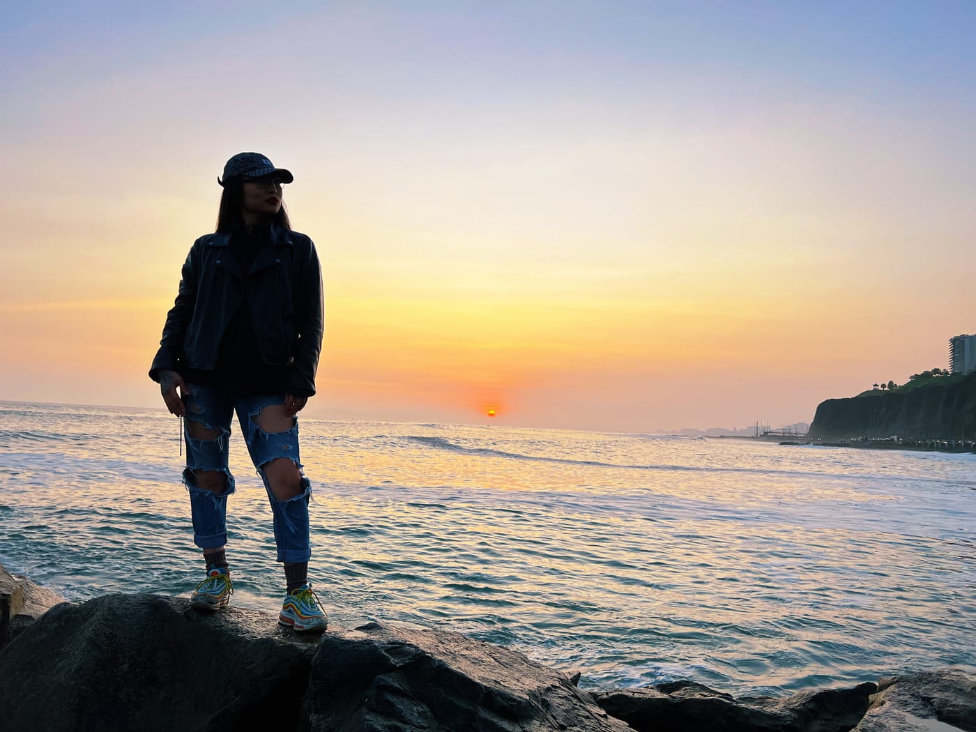 Suki on location at the coast