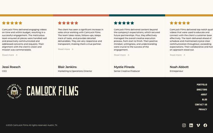 The shipped CamLock Films site, screen 8