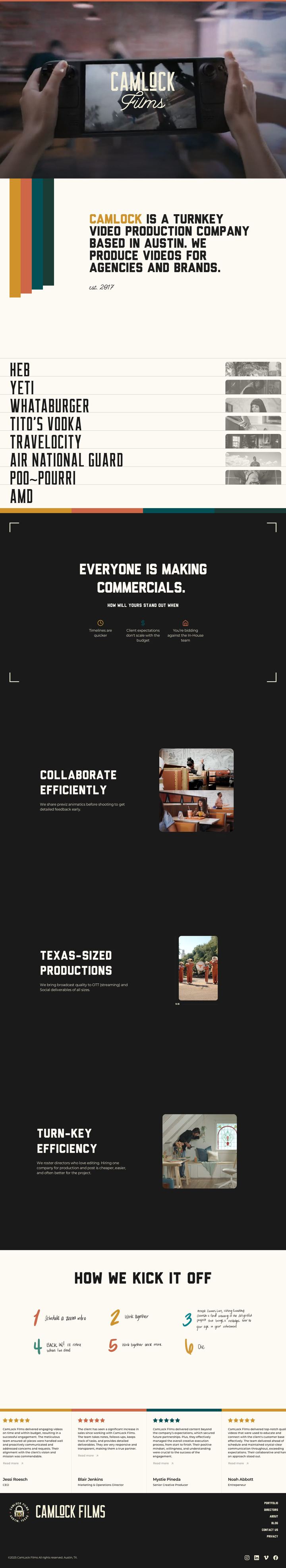 camlockfilms.com, the shipped site, scrolling