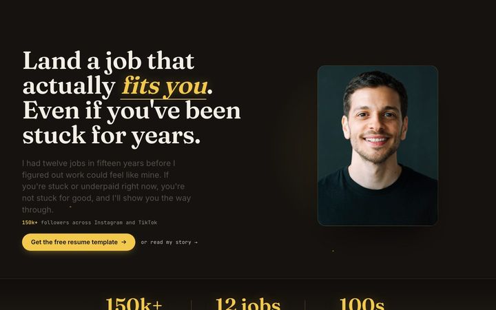 The shipped findfulfillingwork.org site, opening screen