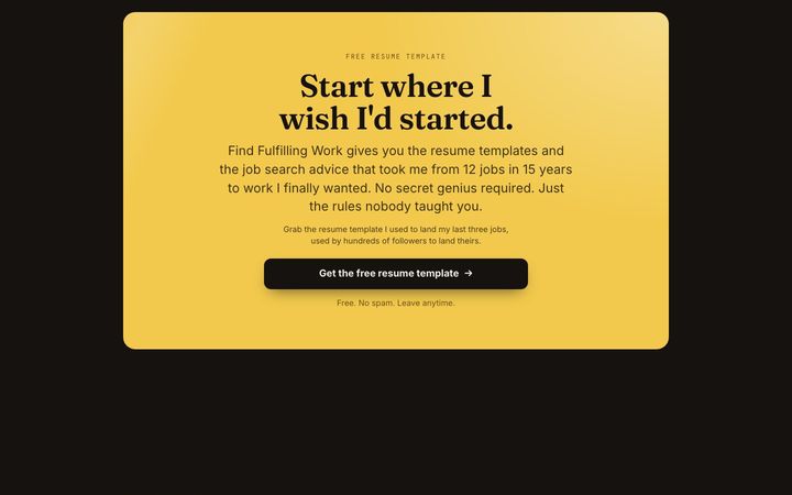 The shipped findfulfillingwork.org site, screen 5