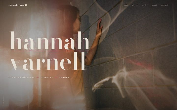 The hannahvarnell.com build, opening screen