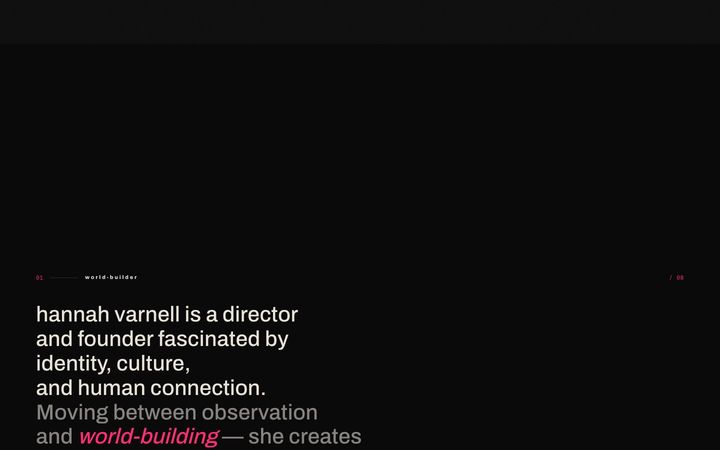 The hannahvarnell.com build, screen 2