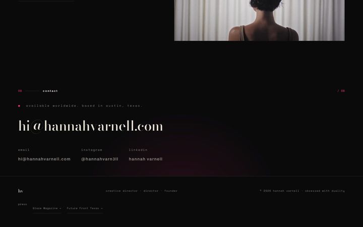 The hannahvarnell.com build, screen 8