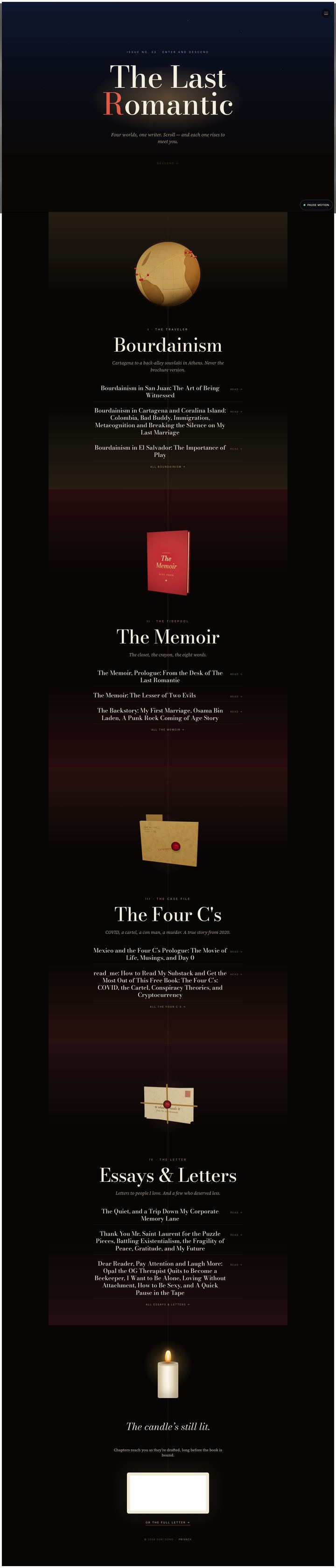 The Last Romantic, an in-house project, scrolling through its four worlds