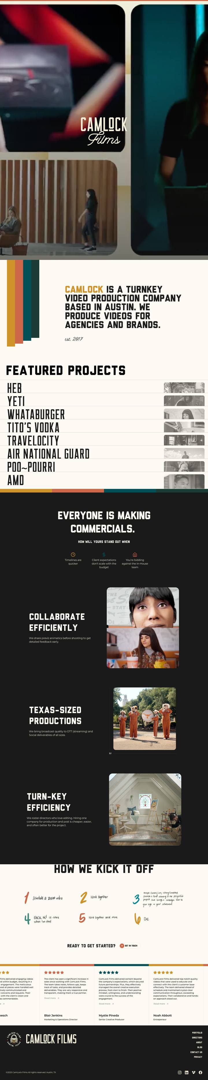 camlockfilms.com, the shipped site, scrolling